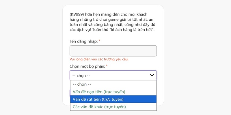 Liên hệ KV999 được hỗ trợ những gì?